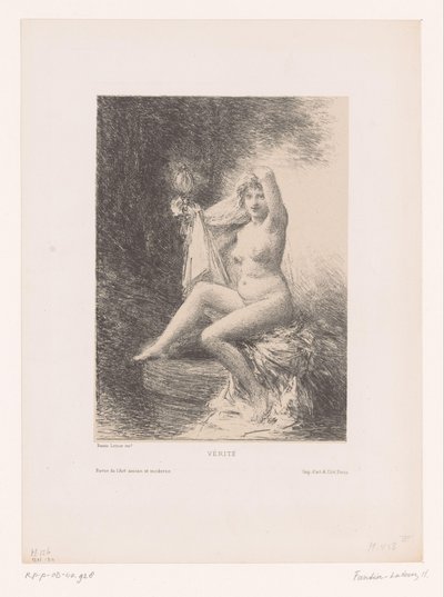 Prawda siedząca na studni Verite (tytuł na obiekcie) autorstwa Ignace Henri Jean Fantin Latour