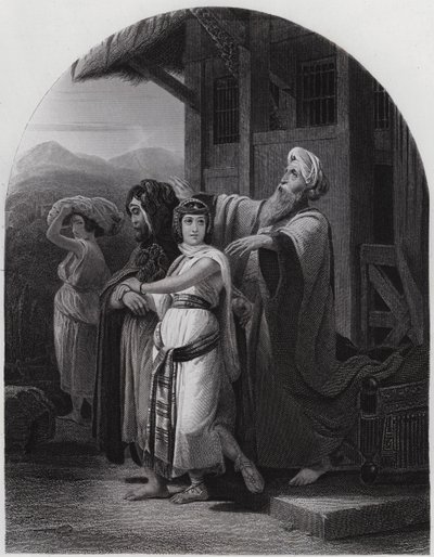 Odejście Rebeki (rycina) autorstwa Henri Frederic (after) Schopin