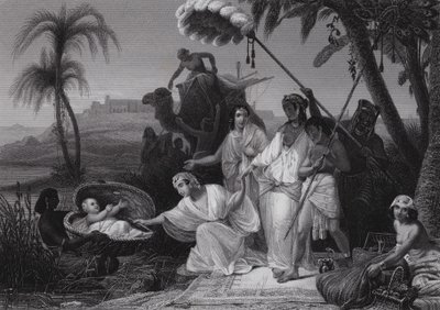 Znalezienie Mojżesza (rycina) autorstwa Henri Frederic (after) Schopin