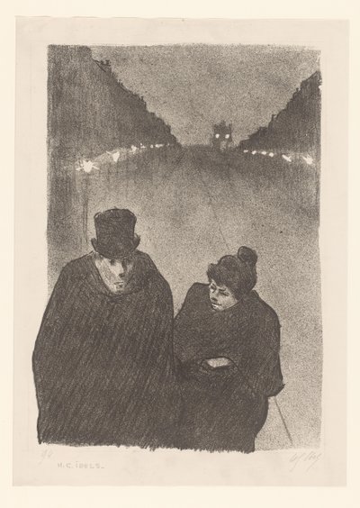 Mężczyzna i kobieta na ulicy w nocy autorstwa Henri Gabriel Ibels (attributed to)