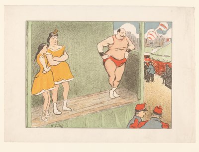 Trzech aktorów na scenie Spektakle Théâtre Libre (tytuł serii) Les Programs du Théâtre Libre (tytuł serii) autorstwa Henri Gabriel Ibels