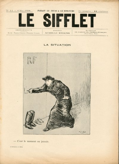 Gwizdek, numer 14, satyryczny w B&W autorstwa Henri Gabriel Ibels