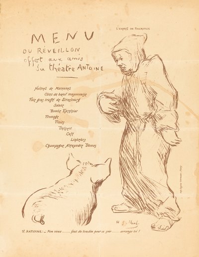 Sylwestrowe menu dla przyjaciół Teatru Antoine autorstwa Henri Gabriel Ibels