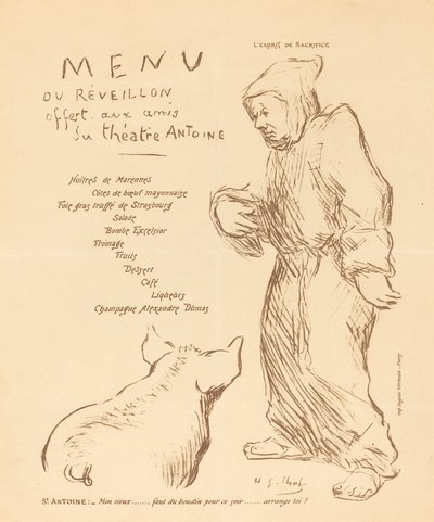Sylwestrowe menu dla przyjaciół Teatru Antoine autorstwa Henri Gabriel Ibels
