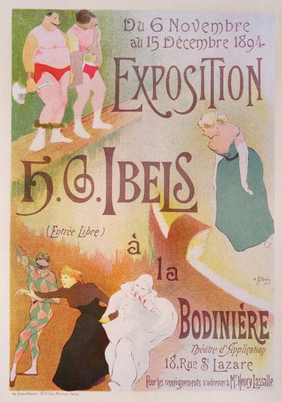 Reprodukcja plakatu reklamującego wystawę H.G. Ibelsa w Bodiniere, Rue St Lazare, Paryż, 1894 (patrz 126852) autorstwa Henri Gabriel Ibels