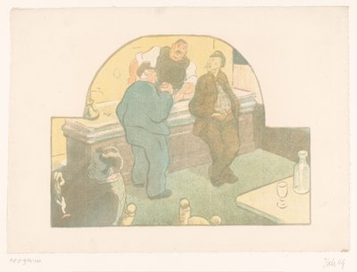 Czterech mężczyzn w bistro Le Devoir Spektakle Théâtre Libre (tytuł serii) Les Programs du Théâtre Libre (tytuł serii) autorstwa Henri Gabriel Ibels