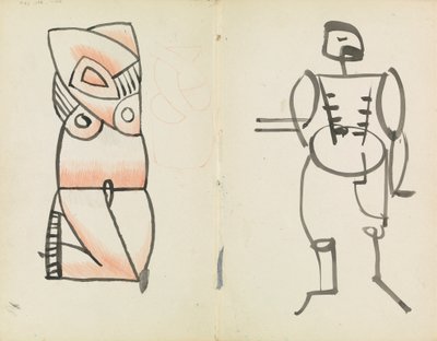 Przyczajona kobieta i stojący mężczyzna autorstwa Henri Gaudier-Brzeska