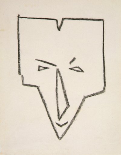 Głowa maski etnicznej (czarna kreda na papierze) autorstwa Henri Gaudier Brzeska
