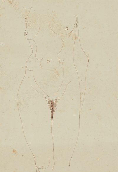 Kobiecy nagi tors (pióro i atrament na papierze) autorstwa Henri Gaudier Brzeska