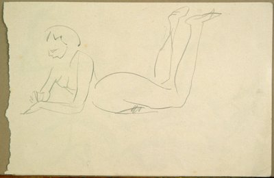 Naga dziewczyna leżąca na podłodze (atrament na papierze) autorstwa Henri Gaudier Brzeska