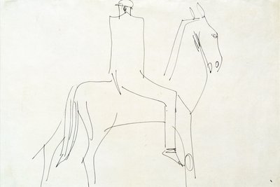 Jeździec w Rotton Row, 1913 (pióro i atrament na papierze) autorstwa Henri Gaudier Brzeska