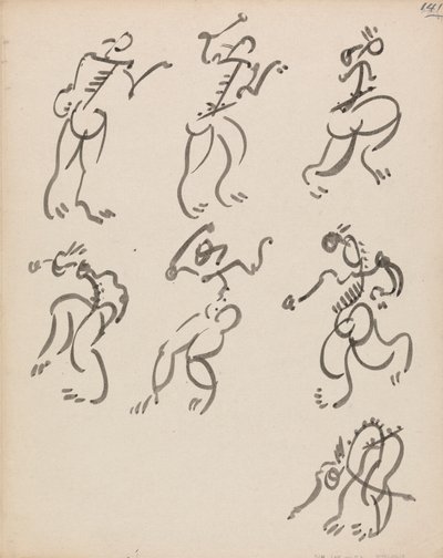 Siedem tańczących postaci w trzech rejestrach autorstwa Henri Gaudier Brzeska