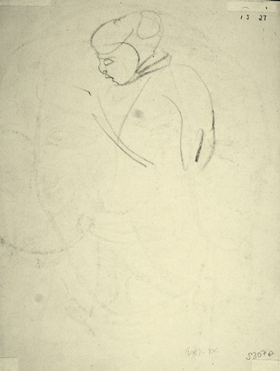 Studium kobiety patrzącej w dół (czarna kreda na papierze) autorstwa Henri Gaudier Brzeska
