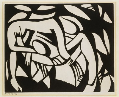 Zapaśnicy, c.1914 (linoryt) autorstwa Henri Gaudier Brzeska