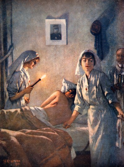 Francuskie pielęgniarki opiekują się rannymi żołnierzami autorstwa Henri Gervex
