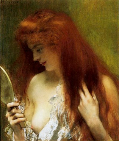 Dziewczyna z Rudymi Włosami (pastel na płótnie) autorstwa Henri Gervex