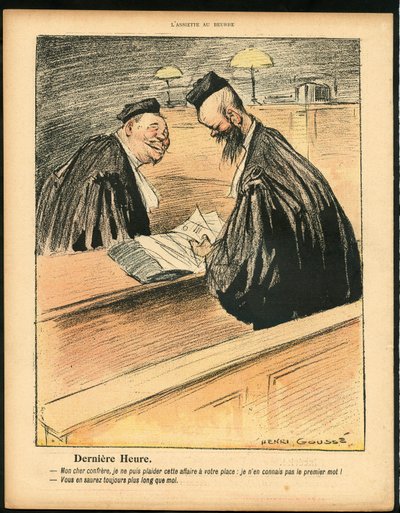 Talerz maślany, satyryczny w kolorze autorstwa Henri Gousse