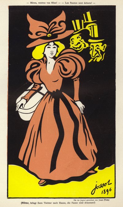 Matki, przyprowadźcie swoje córki! Fauny wyszły! (kolorowa litografia) autorstwa Henri Gustave Jossot