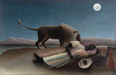 „Śpiąca Cyganka” Obraz Henry Rousseau znany jako Douanier Rousseau (1844-1910) 1897 Wymiary 129,5x200,7 cm Nowy Jork, Museum of Modern Art autorstwa Henri J.F. Rousseau