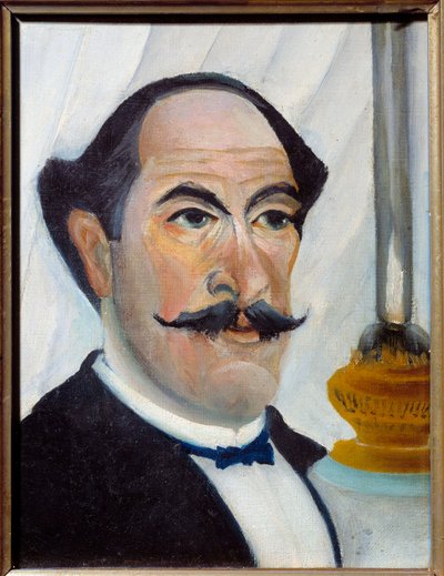 Autoportret z obrazem lampy Henri Rousseau dit Le Douanier Rousseau autorstwa Henri J.F. Rousseau