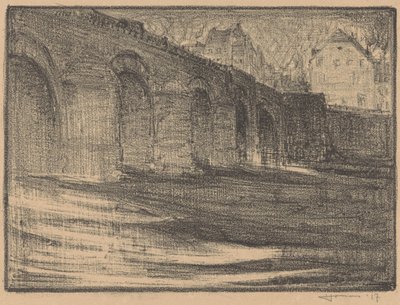 Most St Servaas nad Maas w Maastricht autorstwa Henri Jonas (signed by artist)