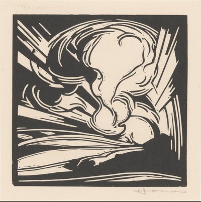 Chmury i promienie słoneczne nad krajobrazem autorstwa Henri Jonas (signed by artist)