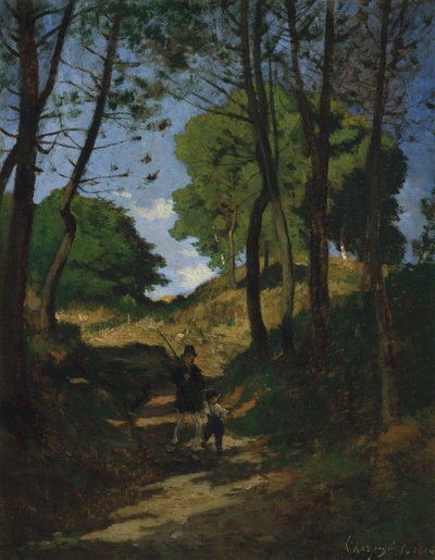 Jodła w Les Trembleaux, niedaleko Marlotte Sapins aux Trembleaux w Marlotte, 1854. autorstwa Henri Joseph Harpignies
