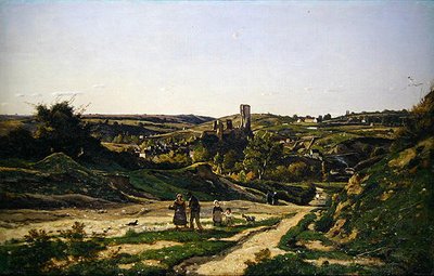 Zamek i wieś Herisson autorstwa Henri Joseph Harpignies