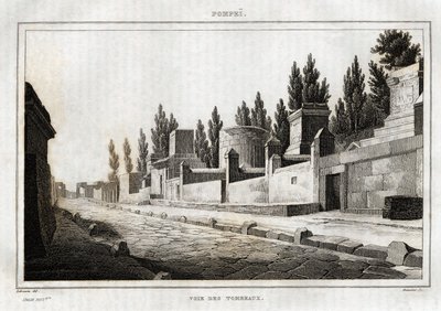 Droga do grobowców, w Pompejach, rycina Labrouste, w „Malowniczych Włoszech”, redaktor Amable Coste, Paryż autorstwa Henri Labrouste