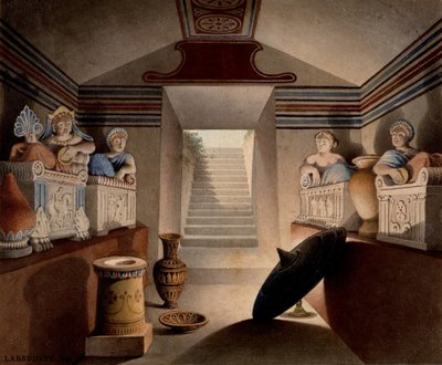 Widok grobowca etruskiego, 1849 (wc i grafit na papierze) autorstwa Henri Labrouste