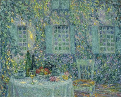 Stół. Słońce na liściach, Gerberoy, 1917 autorstwa Henri Le Sidaner