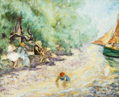 Kąpiących się nad brzegiem rzeki; Kąpiących się nad rzeką, autorstwa Henri Lebasque