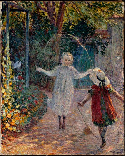 Dzieci skakanka w ogrodzie. autorstwa Henri Lebasque