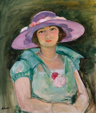 Portret Marthe Lebasque w fioletowym kapeluszu, 1925-26 autorstwa Henri Lebasque