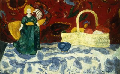 Martwa natura z lalką i owocami; Nature Morte a la Poupee et aux Fruits, autorstwa Henri Lebasque