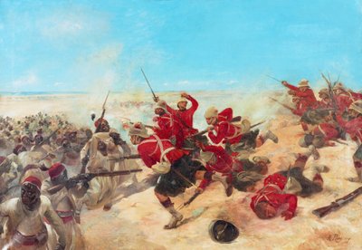 Czarna Straż w bitwie pod Tel-el-Kebir 13 września autorstwa Henri Louis Dupray