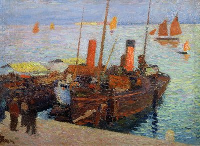 Łodzie w zatoce St. Malo, ok. 1910 r. autorstwa Henri Martin