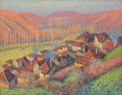 Widok na centrum Labastide du Vert; Widok na centrum Labastide du Vert, ok. 1940 r. autorstwa Henri Martin