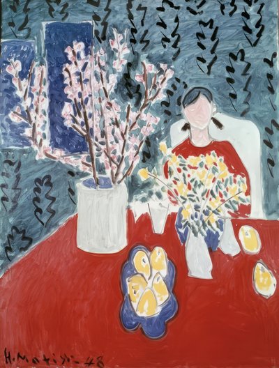 Gałęzie śliwy na zielonym tle autorstwa Henri Matisse