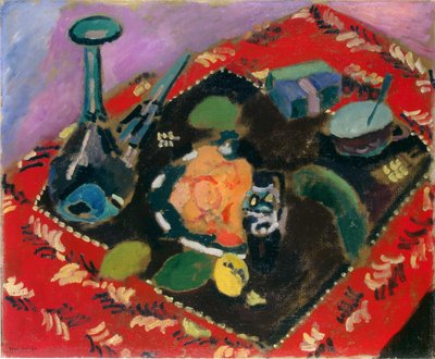 Dania i owoce na czerwono-czarnym dywanie (Le Tapis Rouge) autorstwa Henri Matisse