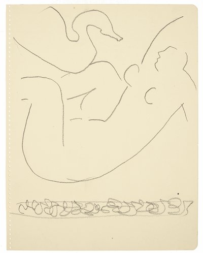 Studium (Leda i łabędź) (czarna kredka Conté na papierze) autorstwa Henri Matisse