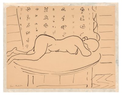 Kobieta nago leżąca twarzą w dół na stole autorstwa Henri Matisse