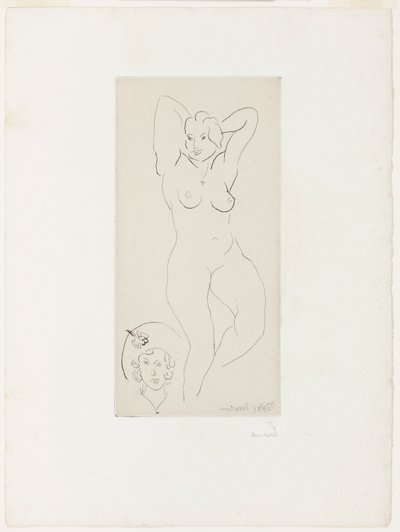 Akt kobiecy z uniesionymi ramionami i głową kobiety autorstwa Henri Matisse