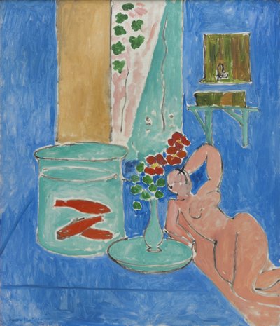 Złota rybka i rzeźba autorstwa Henri Matisse