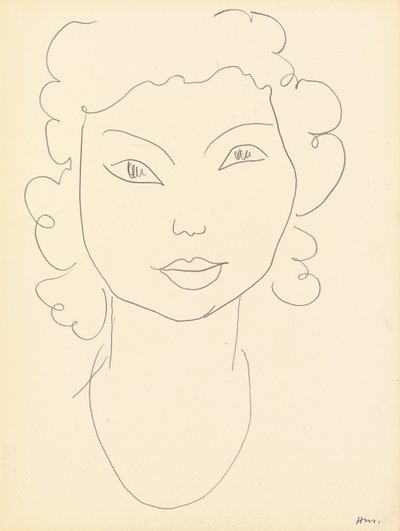 Głowa, kręcone włosy (kredka na papierze) autorstwa Henri Matisse