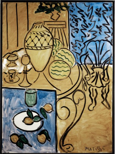 Wnętrze, żółty i niebieski autorstwa Henri Matisse