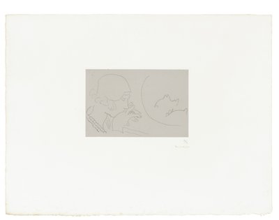Młoda kobieta kontemplująca słoik z czerwoną rybą autorstwa Henri Matisse