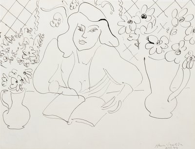 Model z książką autorstwa Henri Matisse
