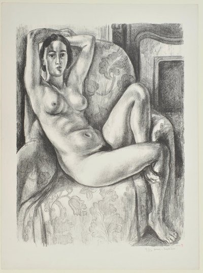 Akt z niebieską poduszką obok kominka autorstwa Henri Matisse