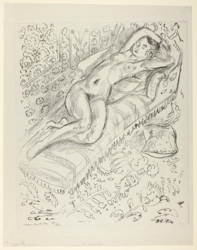 Odpoczywający akt na szezlongu na tle maszrabiji autorstwa Henri Matisse